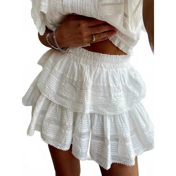NEW LOVESHACKFANCY ruffle mini skirt in antique white - Picture 4 of 4